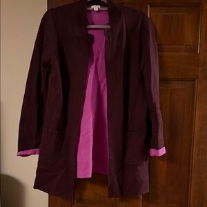 J. Jill Plum Cardigan with Pink Accent